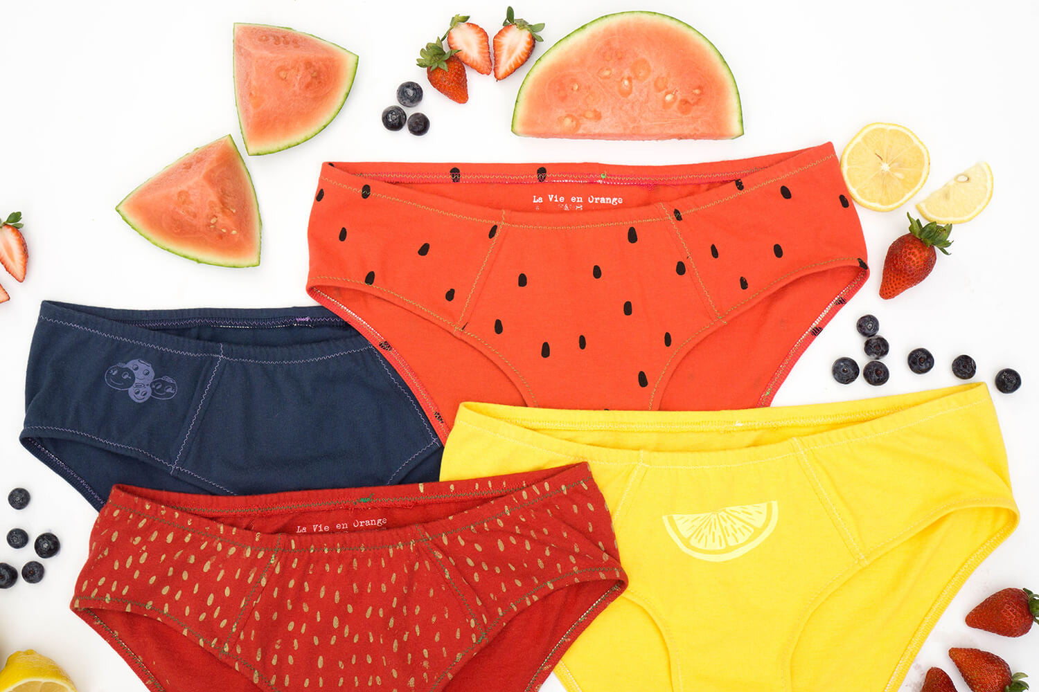 Fruit and veggie underwear! New for fall from La Vie en Orange